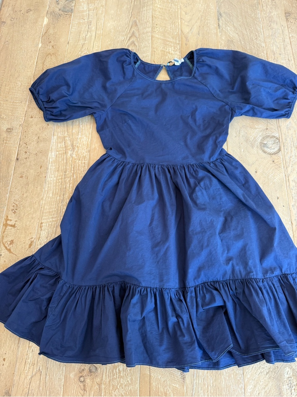 Peter Som Indigo Blue Slight Tie Die Puff Sleeve Mini Dress 2